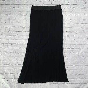 Active U.S.A. Black Textured Waistband Maxi Skirt - Size Large